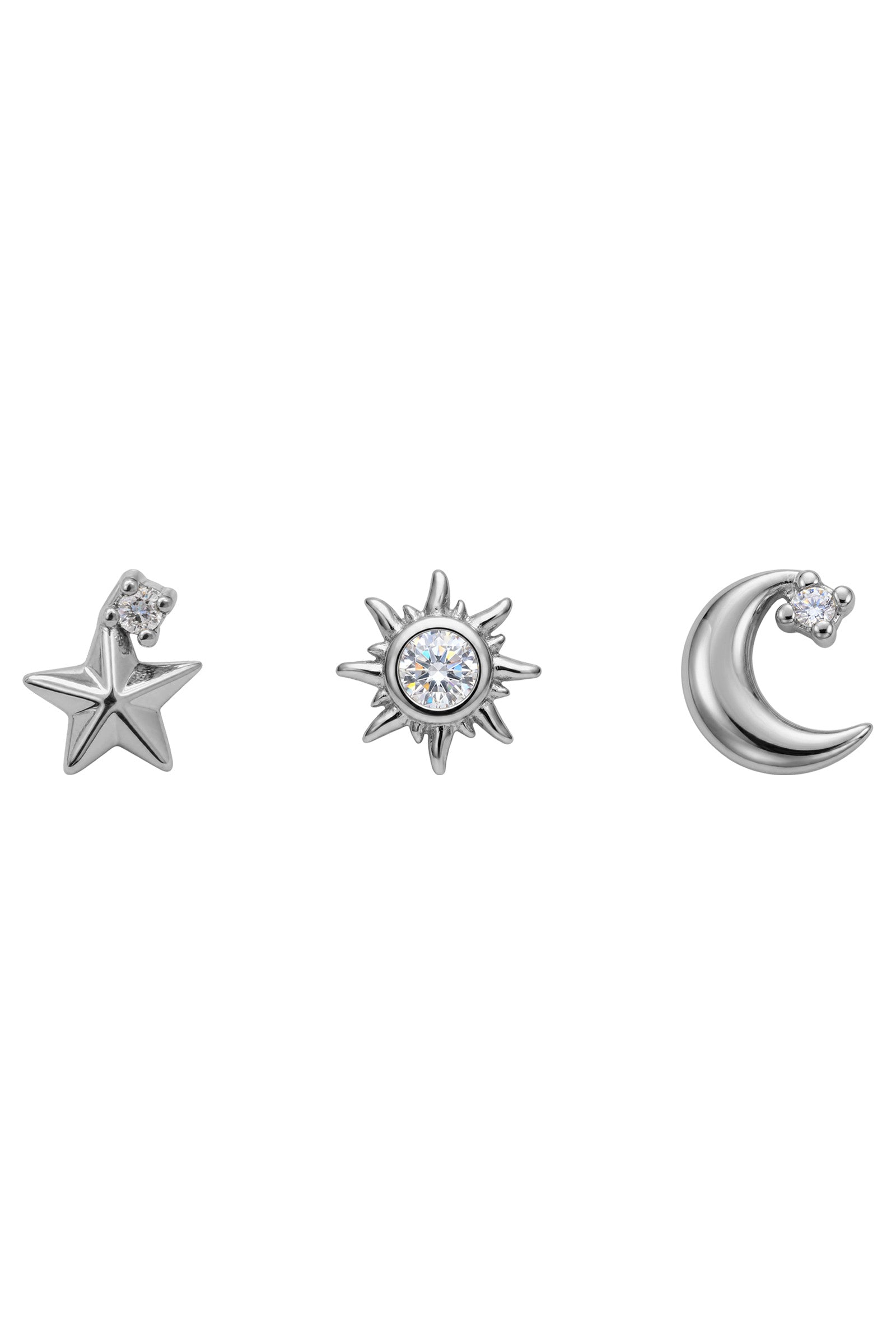 Heritage Trio Earrings - Moon Silver