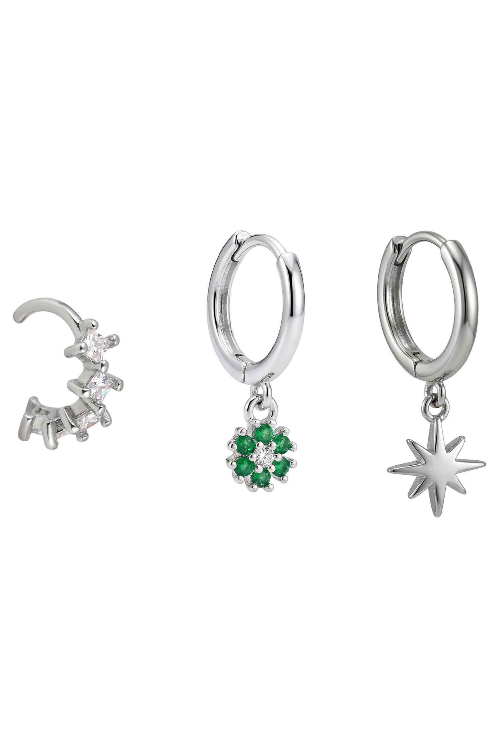 Heritage Trio Earrings - Emerald